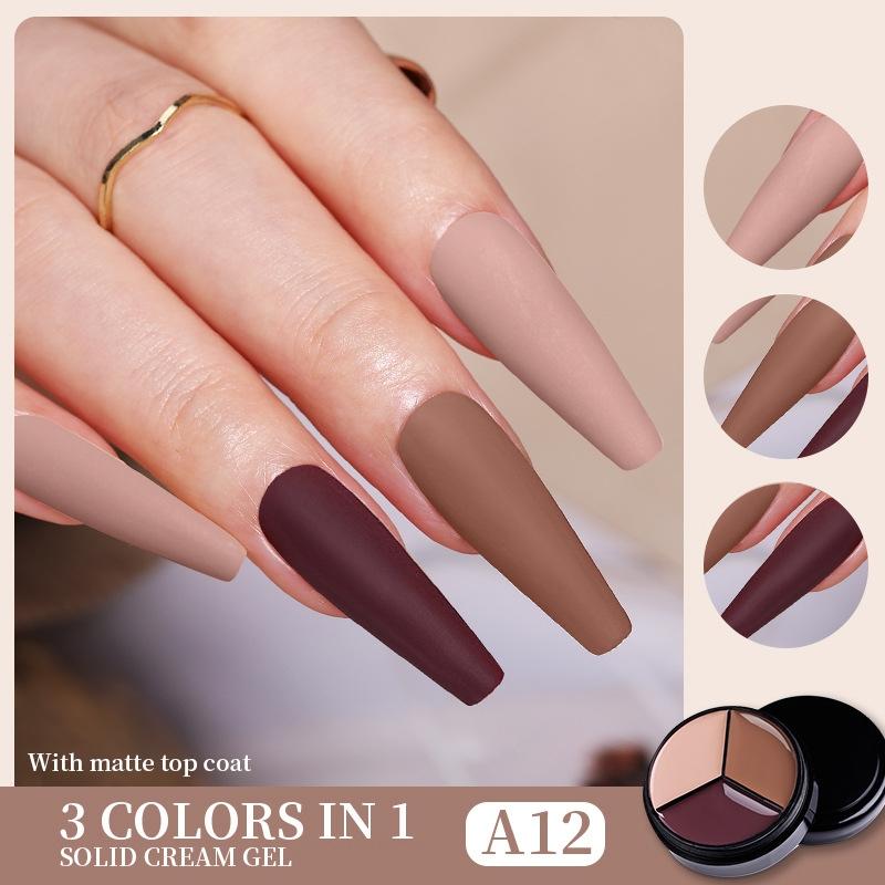 Solid Tricolor Cream Nail Polish