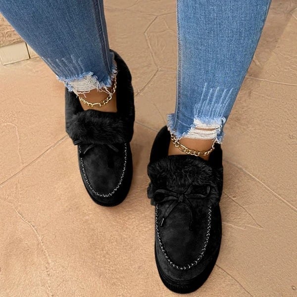 ⚡Womens boots round head thick sole⚡Wool thick warm cotton shoes