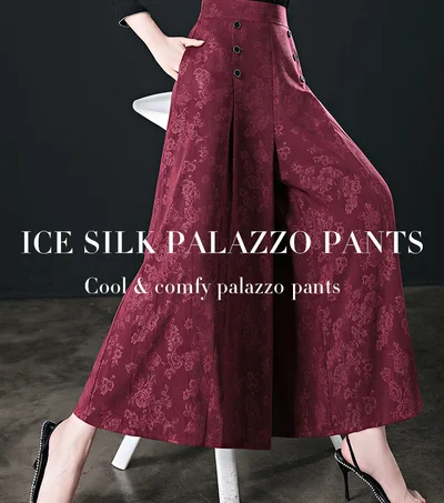 LATEST DESIGNABLE ICE SILK PALAZZO PANTS