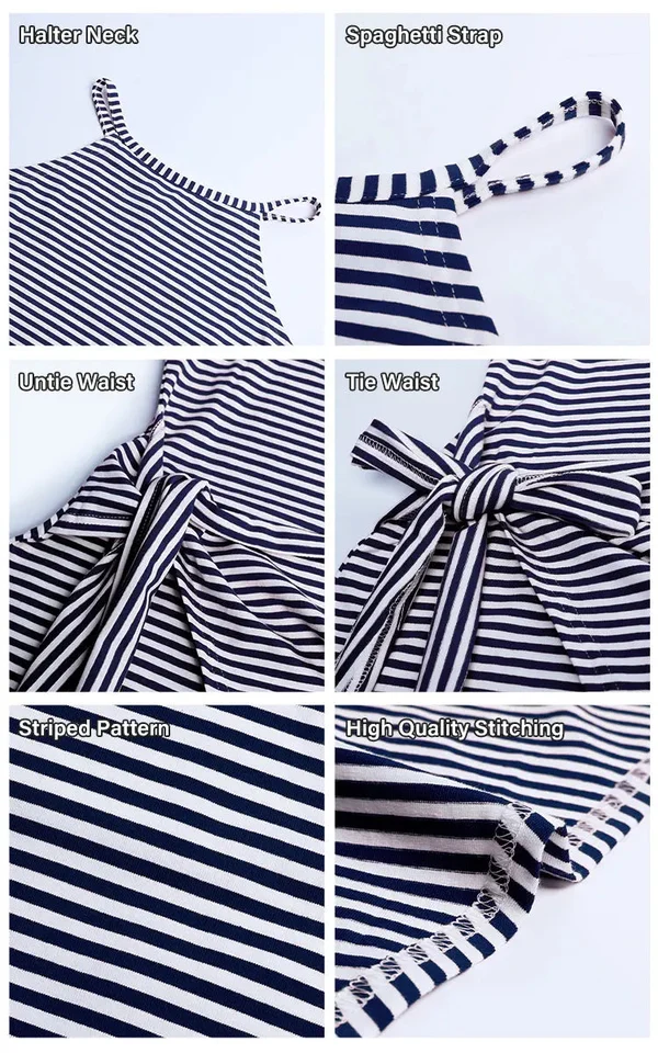 Casual Sleeveless Striped Midi Dresses