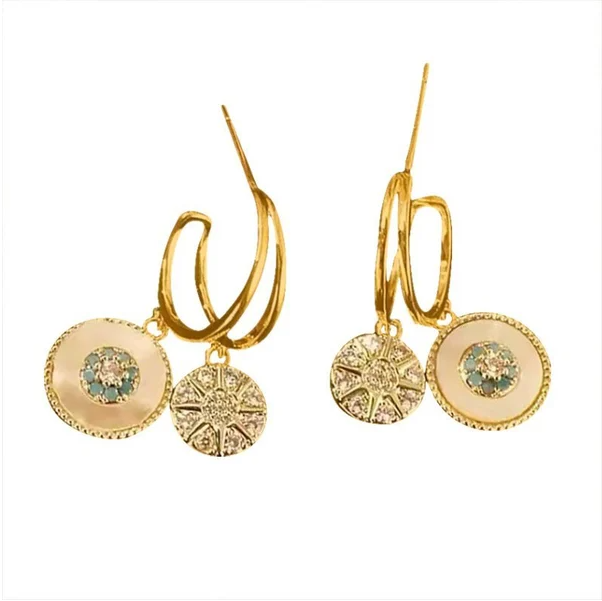 Natural shell zircon earrings