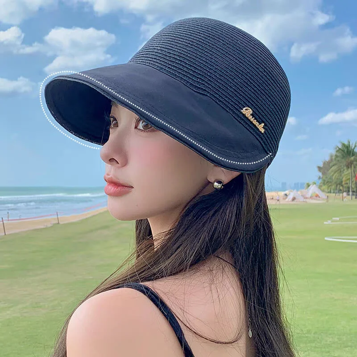 Womens large brim sunscreen hat for beach outing in summer