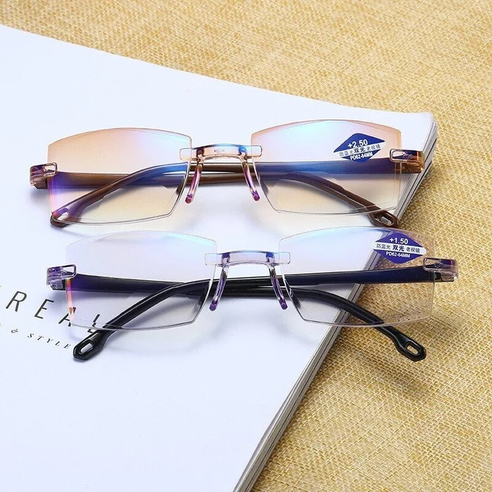 High hardness anti blue light intelligent dual focus reading glasses
