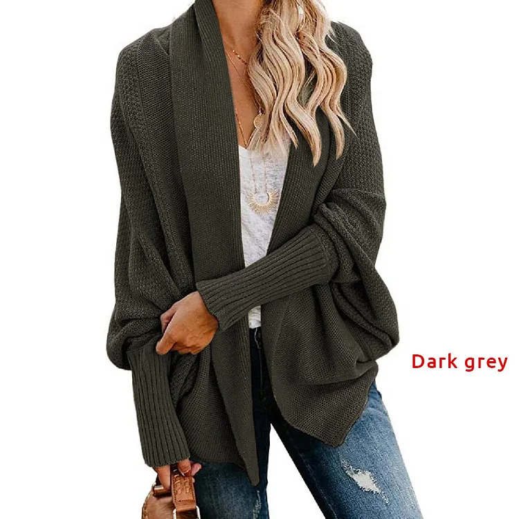 Bat sleeve loose knit cardigan shawl jacket