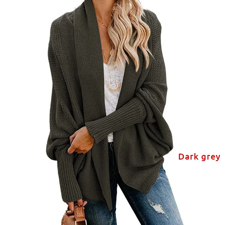 Bat sleeve loose knit cardigan shawl jacket