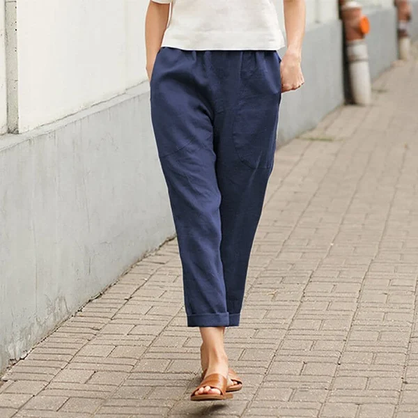 Linen cotton womens large size loose pants