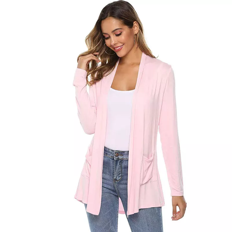 WOMENS CASUAL LIGHTWEIGHT OPEN FRONT LONG SLEEVE CARDIGANS