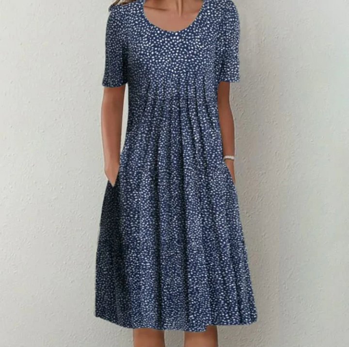Station Spring And Summer Womens Casual Printing Round Neck Short-sleeved Dress