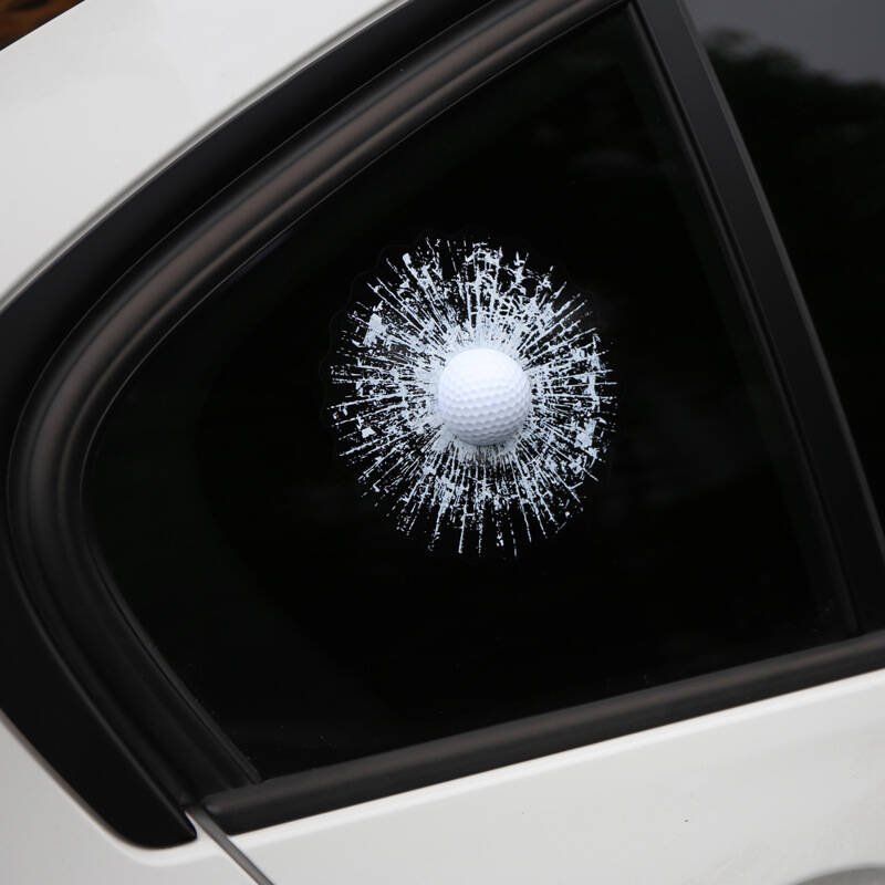3D Car Window Crack Decal