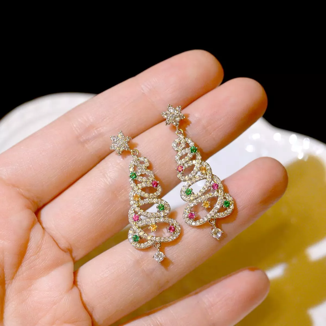 Shiny Christmas Tree Earrings