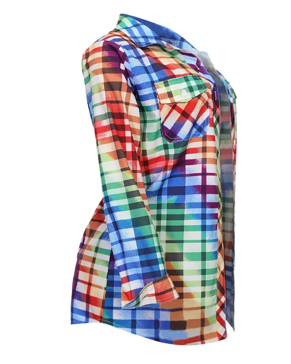 Plaid Print Flap Pocket Button Up Collar Shirt