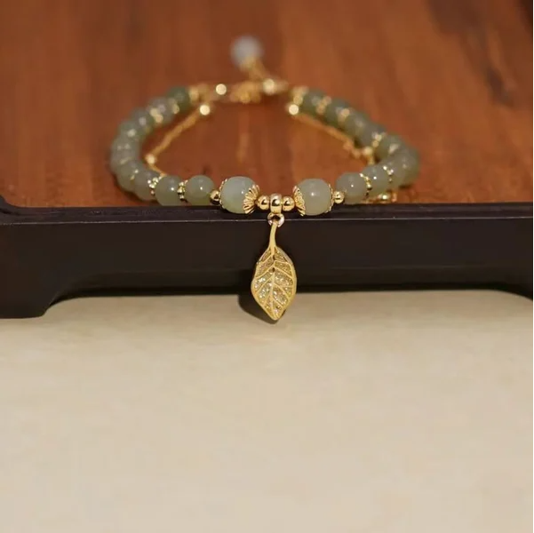 hetian jade gold leaf bracelet
