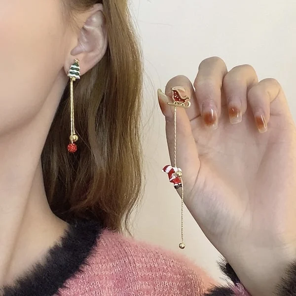 Moving Santa Claus Dangle Earrings