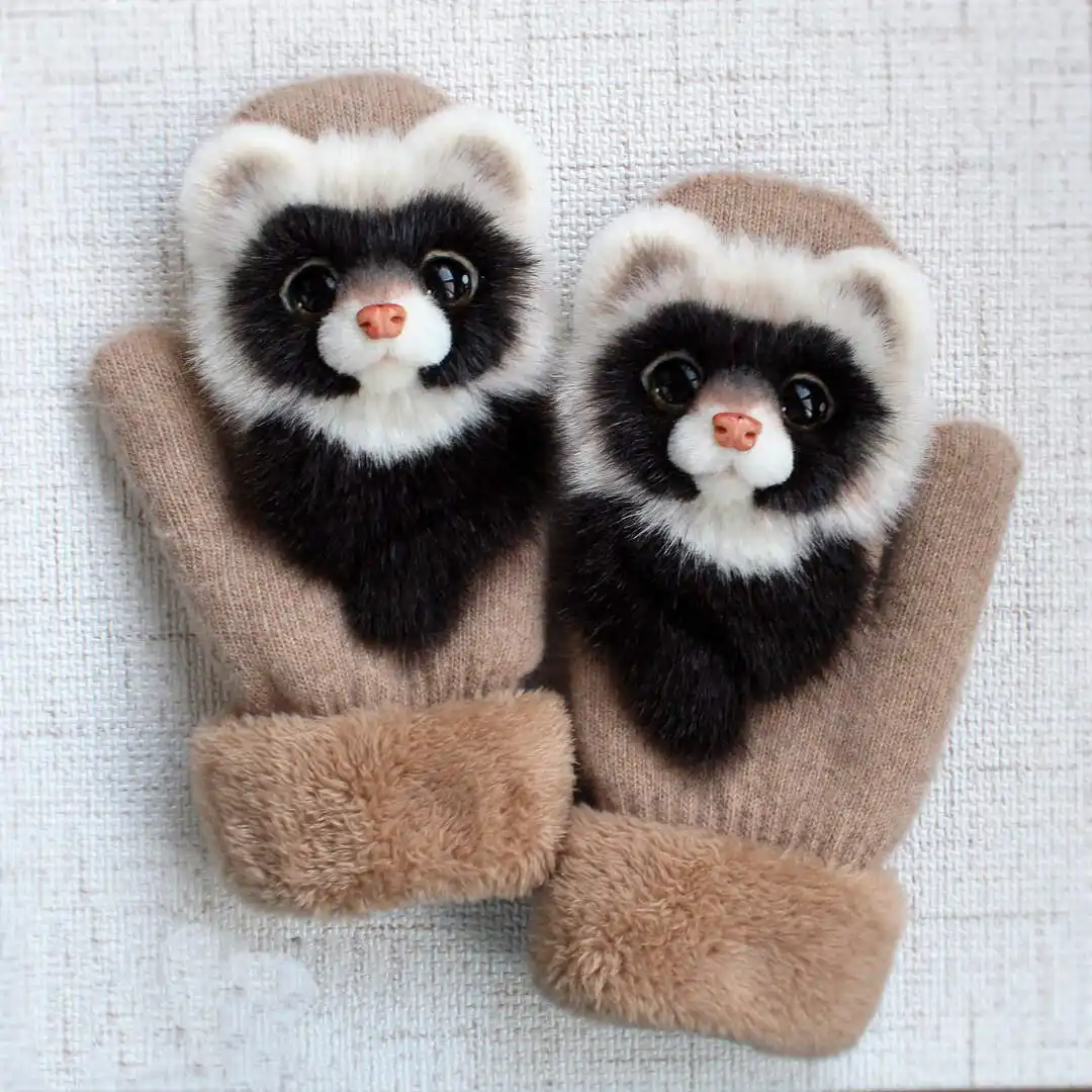 Hand knitted animal Mittens