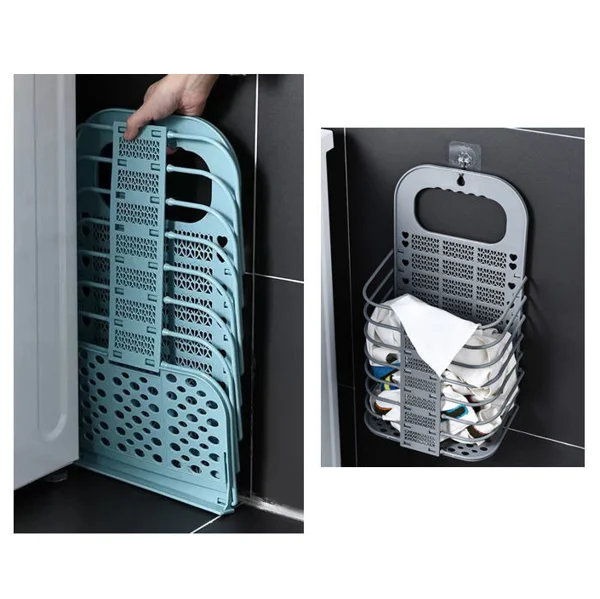 Folding wall mounted non perforated storage baskets