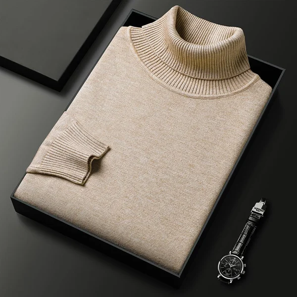 Mens Solid Color Turtleneck Sweater