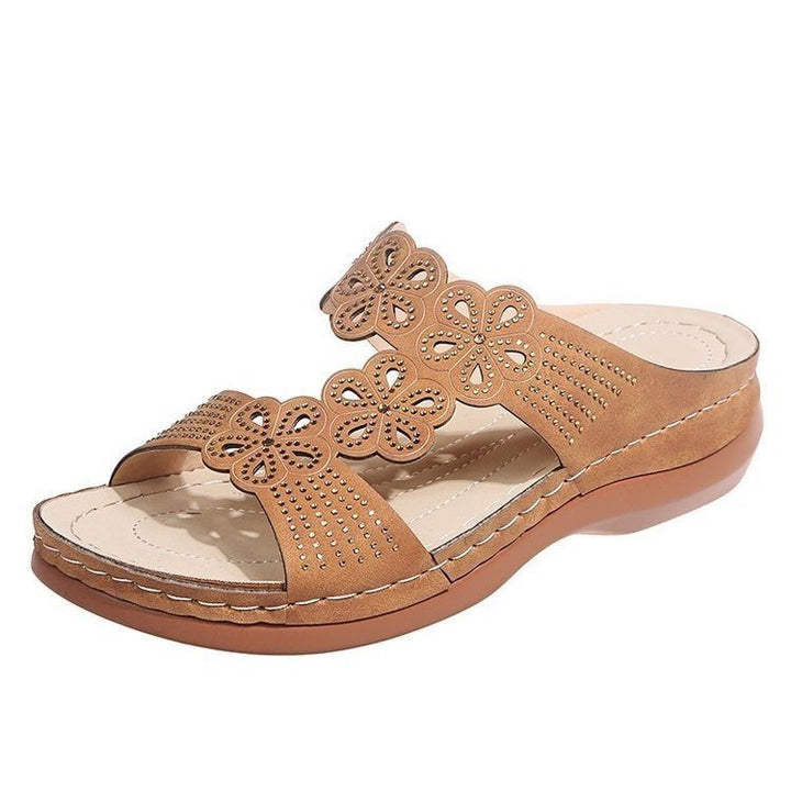Soft Footbed Orthopedic Arch-Support Womens Flower Hollow Out Sandals