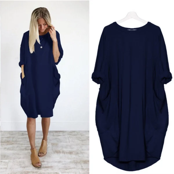 Womens Casual Solid O Outline Dress