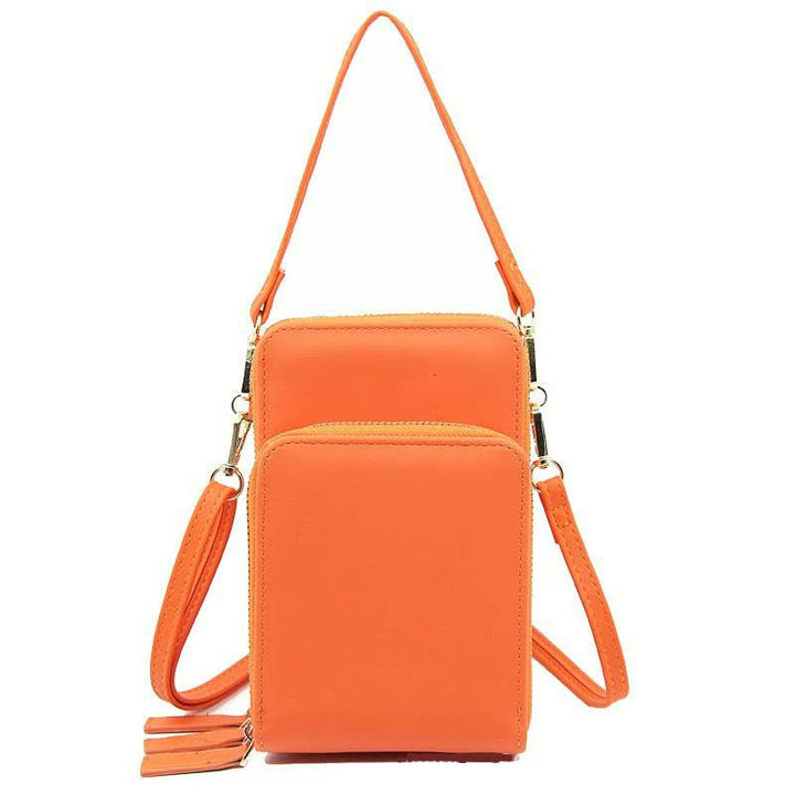 Three Zipper Vertical Shoulder Bag