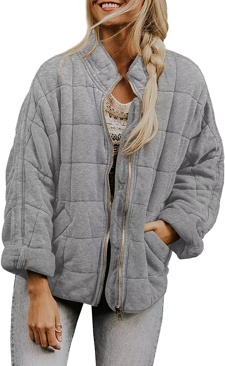 Womens Fashion Solid Color Stand Collar Cotton Padded Jacket