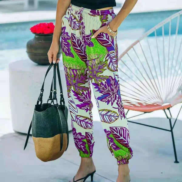 Ladies Casual Drawstring Baggy Pants With Pockets