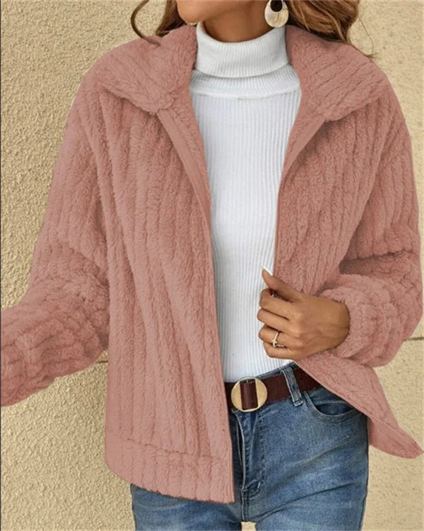 Lapel Full Zip Polar Soft Fleece Coat Jacket