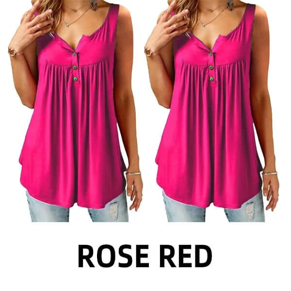 Comfy Loose Button Sleeveless Tank Top For Women