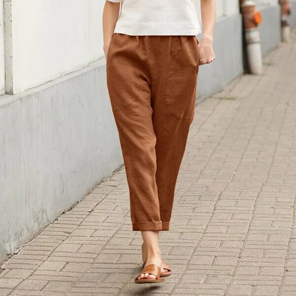 Linen cotton womens large size loose pants