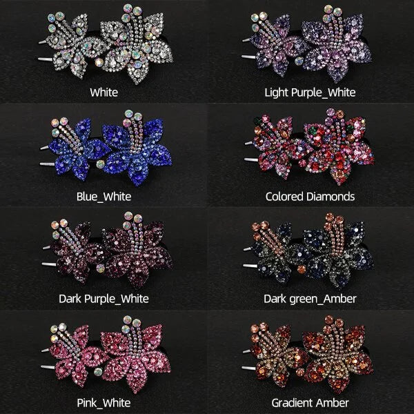 Rhinestone Double Flower Hair Clip