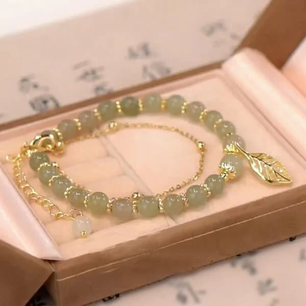 hetian jade gold leaf bracelet