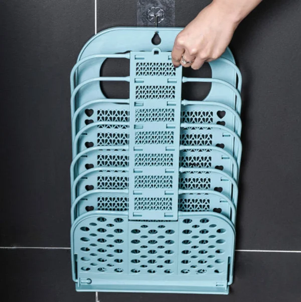 Folding wall mounted non perforated storage baskets