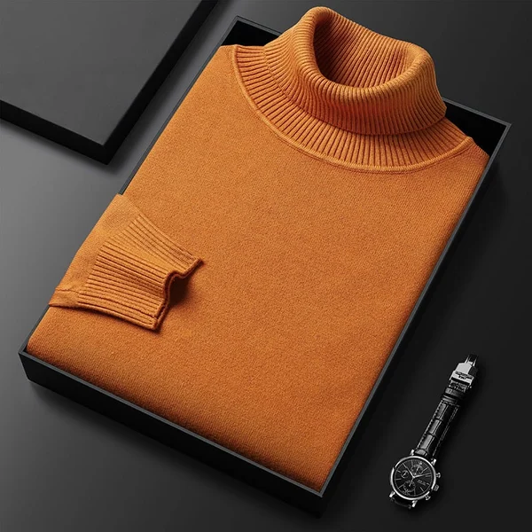 Mens Solid Color Turtleneck Sweater