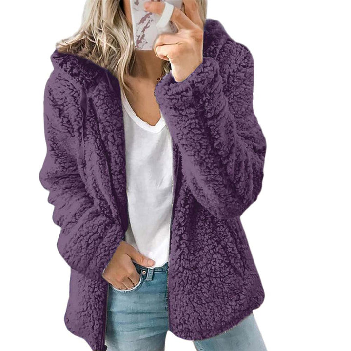 Sidefeel Women Open Front Hooded Cardigan Fleece Pocket Coat Outwear