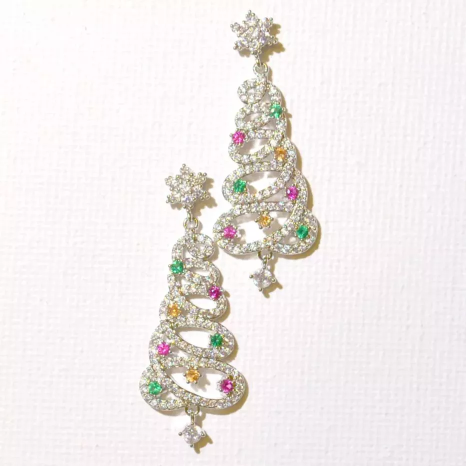 Shiny Christmas Tree Earrings