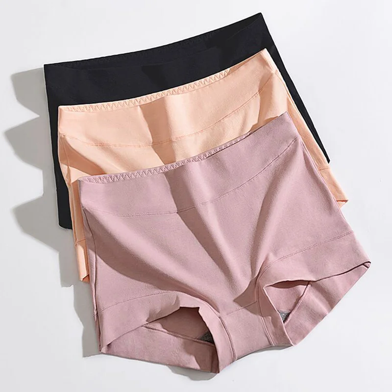 Womens Large Size High Waist Cotton Graphene Crotch Antibacterial Panties