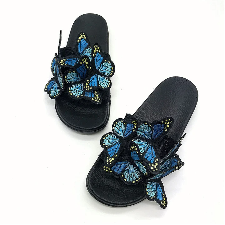 EMBROIDERED BUTTERFLY OPEN TOE BOHEMIAN SANDALS