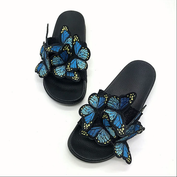 EMBROIDERED BUTTERFLY OPEN TOE BOHEMIAN SANDALS