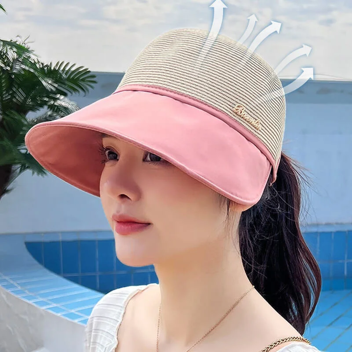 Womens large brim sunscreen hat for beach outing in summer
