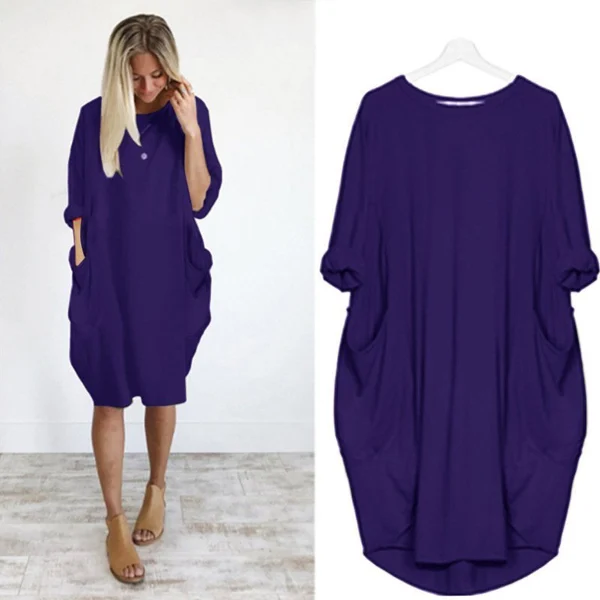 Womens Casual Solid O Outline Dress