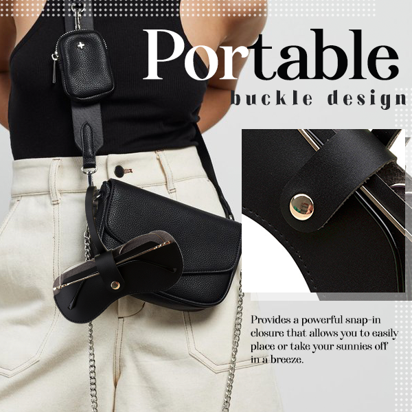 Portable Leather Glasses Snap Case