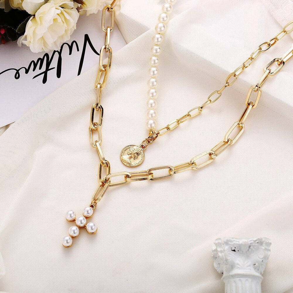 Pearl Cross Necklace