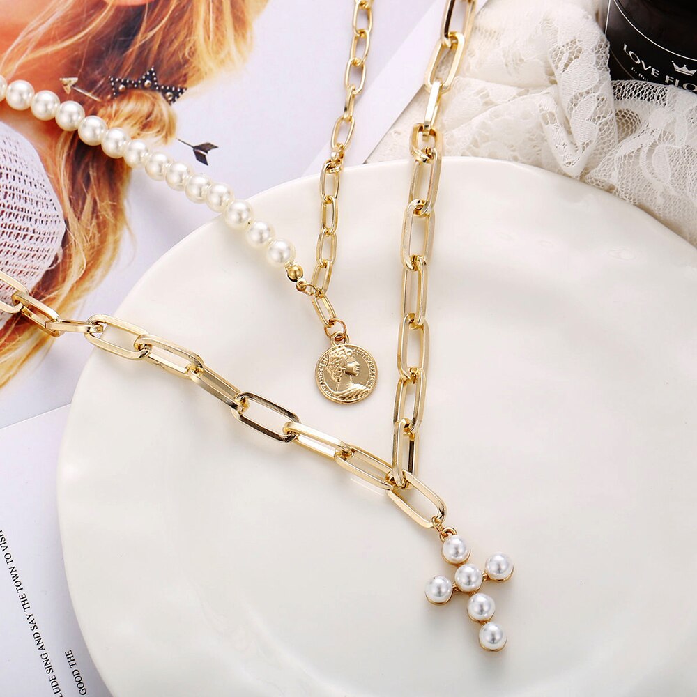Pearl Cross Necklace