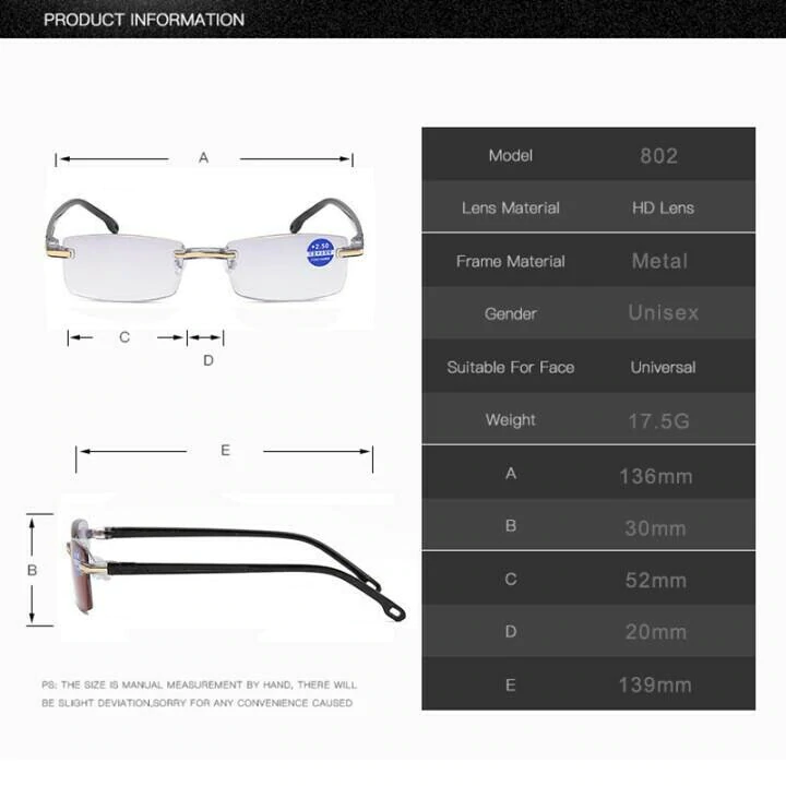 HIGH HARDNESS ANTI-BLUE PROGRESSIVE FAR AND NEAR DUAL-USE READING GLASSES