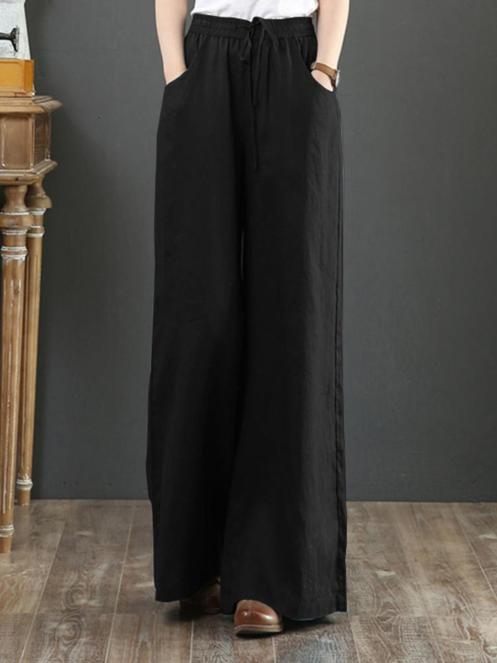High Waist Wide Straight Leg Cotton Pants Trousers