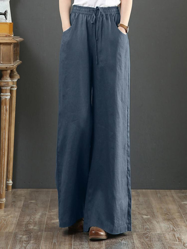 High Waist Wide Straight Leg Cotton Pants Trousers