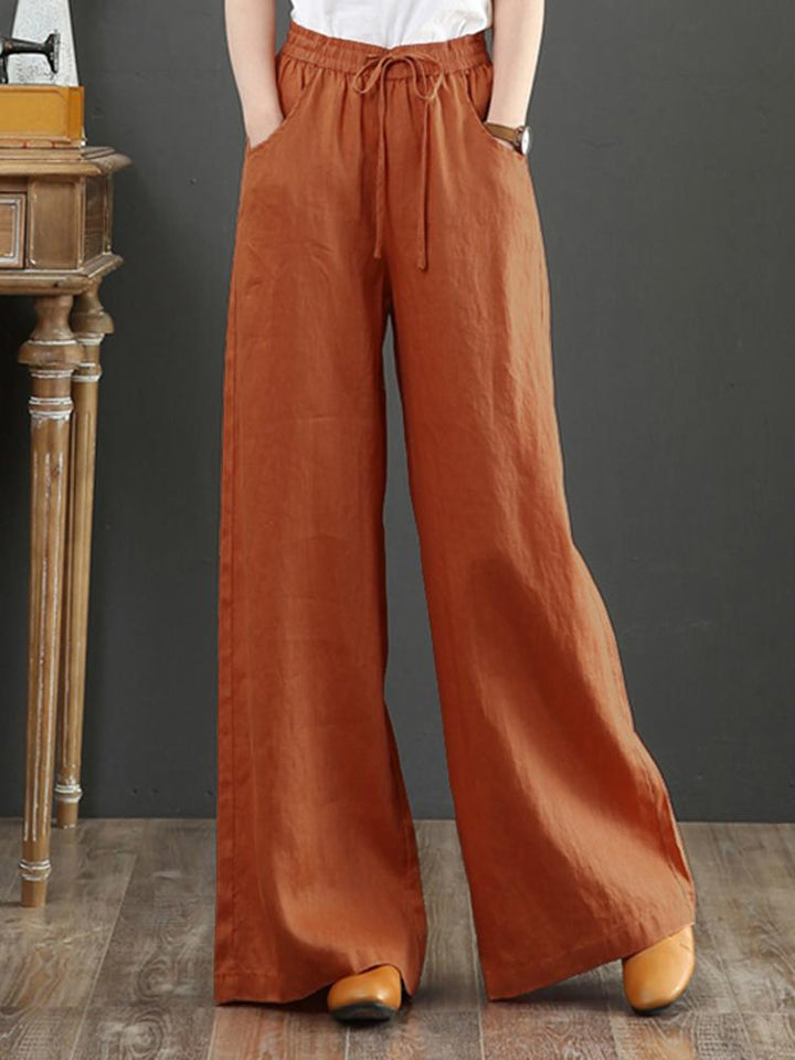 High Waist Wide Straight Leg Cotton Pants Trousers