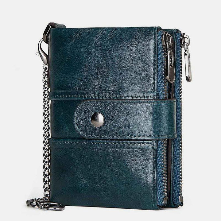 Genuine Leather Anti-theft Retro Wallet With Chain