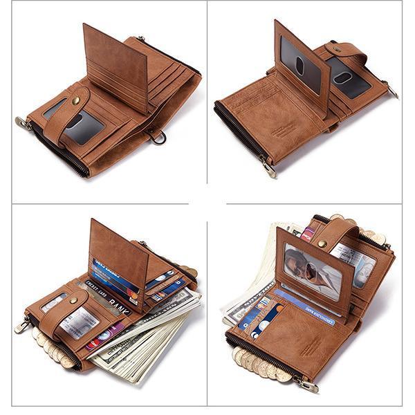 Genuine Leather Anti-theft Retro Wallet With Chain
