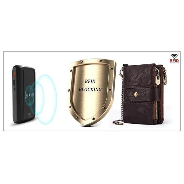 Genuine Leather Anti-theft Retro Wallet With Chain