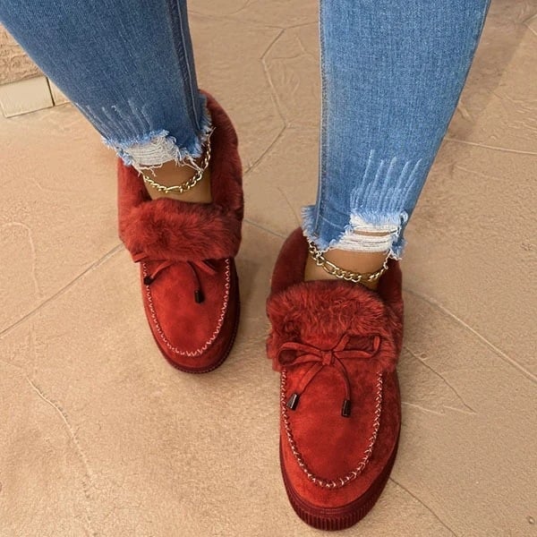 ⚡Womens boots round head thick sole⚡Wool thick warm cotton shoes